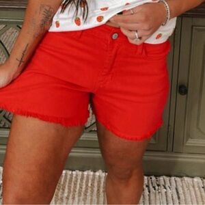 Judy Blue Red Jean Shorts with Modern Cut